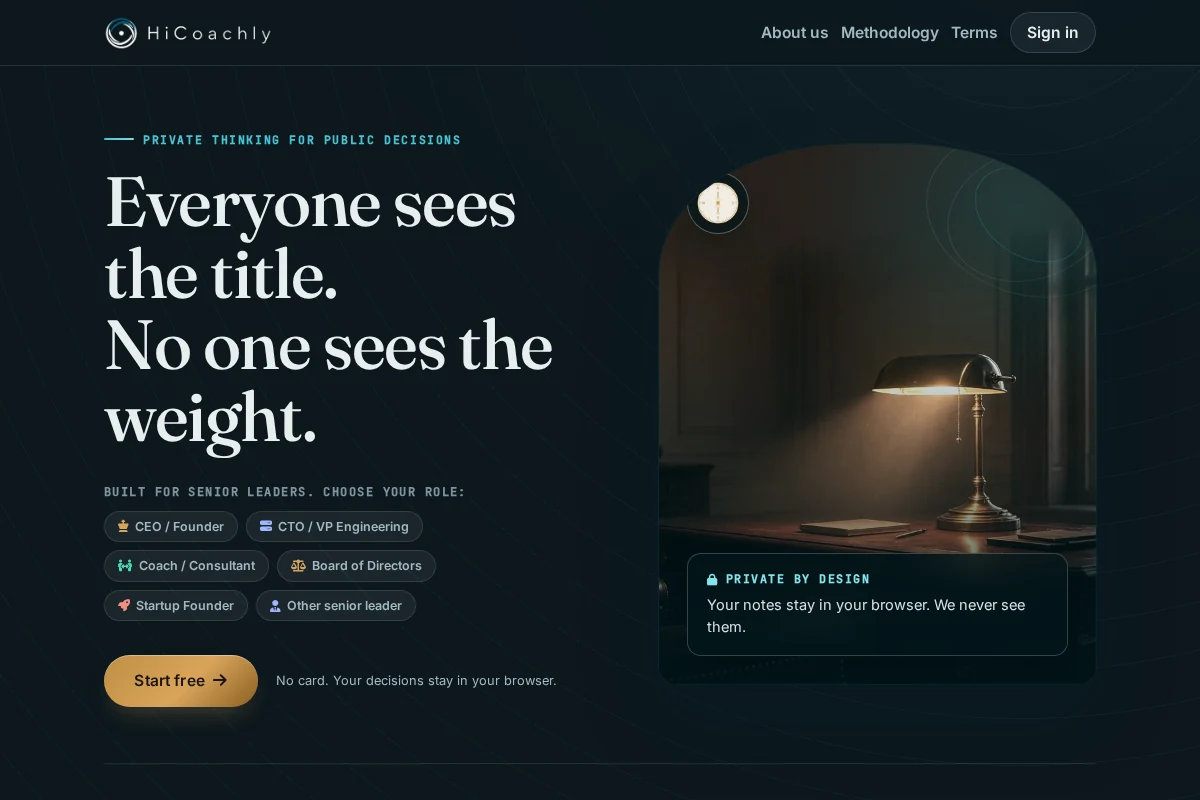 HiCoachly English-language product homepage preview